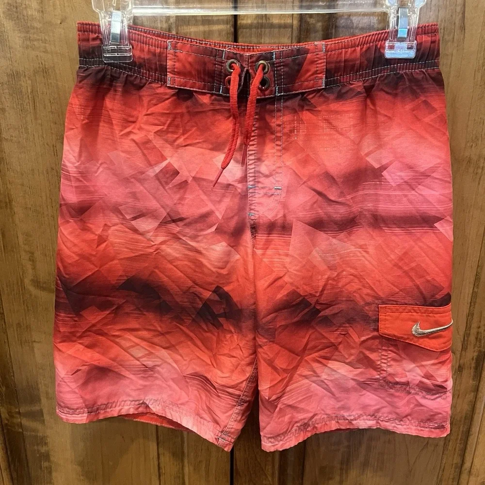NIKE Red Men's Size Small S Swim Trunks Suit Built in Lining Beach Surf Short 8